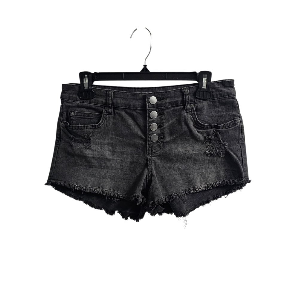 Billabong Black Button Fly Distressed Jean Shorts Size 28 Mid Rise